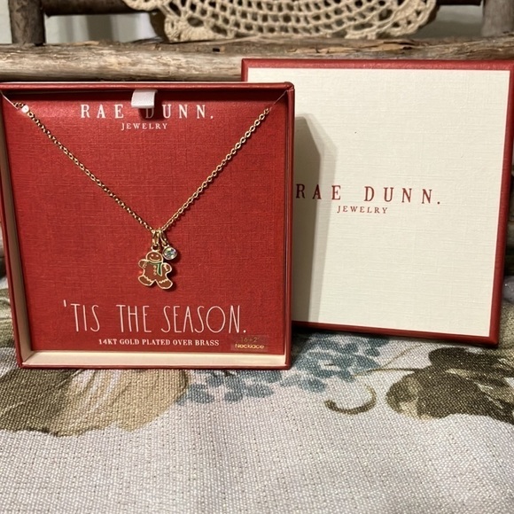 Rae Dunn GINGERBREAD MAN NECKLACE WITH FAUX GEMSTONE - Picture 3 of 9
